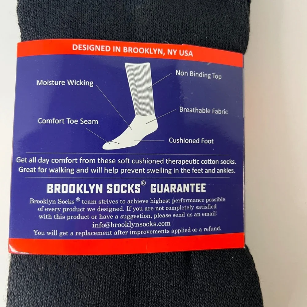 Mens Brooklyn‎ Diabetic Socks Over The Calf 2 Pair NIP #1 US Shoe Size 12 - 14